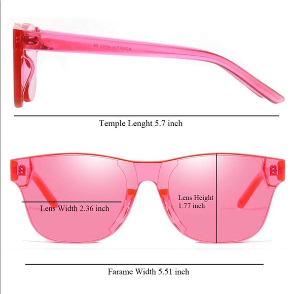 Rimless Wayfarer Sunglasses Retro Pink Classic NEW - Picture 5 of 5